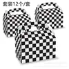 Dd034 Amazon Ebaye Padrão Xadrez Preto e Branco Zebra Festa de Aniversário Presente Sacola de Doces Caixa de Presente de Mão