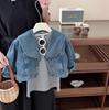 Jaqueta Jeans Feminina Outono 2024 Novo Estilo Jaqueta Infantil Primavera e Outono Top Solto Estilo Rua para Meninas