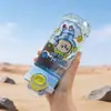Taza de Plástico para Niños Estilo Nuevo, Taza de Beber Doble con Popote para Niños al Aire Libre, Sencilla, con Asa y Cierre, Taza de Agua Portátil que Rebota