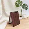 Espelho Dupla Face de Sândalo Vermelho, Espelho de Aumento Dobrável com Tampa Flip-Top, Espelho Pequeno Portátil, Artesanato de Madeira de Mão, Atacado