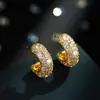 Pendientes de Zirconio Súper Brillantes Microincrustados con Forma de C, Pendientes Dorados de Lujo Ligero Estilo Francés de Gama Alta, Pendientes para Mujer de Venta Caliente con Aguja de Plata S925