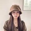 Sombrero de Pescador de Color Sólido con Borde Enrollado, Versátil y de Moda para Mujer, Otoño e Invierno, Plegado, Adelgazante, Lentejuelas, Cálido, Cortavientos
