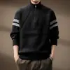Nuevo suéter de punto a rayas retro americano 2026, de moda para otoño e invierno para hombre, cálido y de corte holgado