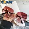Gafas de Sol Transparentes sin Marco de Color Claro 2026, Aspecto Natural, Estilo Urbano, Gafas de Sol, Gafas de Sol Marrones de Alta Gama para Mujer