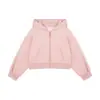 Top para niñas Amybaby, nuevo diseño otoño 2026, cárdigan casual corto con capucha, detalles de orejitas pequeñas y cierre de cremallera