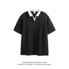 Camisa Polo de Manga Corta para Hombre, Camiseta Trendy de Verano con Cuello en V y Patchwork, Marca Elegante, Top Versátil Casual Genial para Influencer