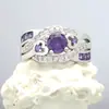Anillo de Amor Morado de Diamante de Venta Caliente Transfronterizo, Anillo de Boda Europeo y Americano de Cuatro Garras para Mujer, Incrustado con Circonita, Joyería de Lujo Ligero de Nicho de Gama Alta
