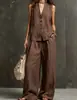 Roupas de Verão Europeias e Americanas Transfronteiriças de 2026 para Mulheres, Conjunto de Linho Estilo Preguiçoso, Colete sem Mangas + Calça de Pernas Largas, Elegante e Emagrecedor