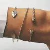 Pulseras Transfronterizas Europeas y Americanas, Pulseras Anchas Retro, Juego de Joyería de Pulsera Simple Geométrica Abierta de Cuentas Redondas Doradas Brillantes