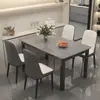 Mesa de comedor de losa de roca, diseño simple y elegante, adecuada para uso doméstico, forma rectangular, ideal para apartamentos pequeños, juego de mesa y sillas de comedor