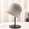 Sombrero de pescador de lana mezclada con degradado personalizado para mujer, nuevo estilo coreano de invierno, literario, retro, moderno, sombrero tipo cuenca