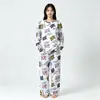Pijama a la ModaNuevo pijama para mujer, imitación algodón, doble bolsillo, cuello redondo, manga larga, diseño de dibujos animados, conjunto holgado para casa para primavera y otoño