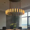 Iluminación de proyecto para comedor de restaurante de hotel, sala privada, hecha a medida, de fábrica de Zhongshan, candelabro de mármol sintético para casa modelo de villa