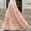Falda de Algodón y Seda Floral Nueva 2026, Estilo Primavera y Verano, Adelgazante y Muy Bonita, Falda de Corte Irregular Acampanada, Talla Grande Holgada