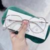 Montura de gafas redondas irregulares M2860 superior e inferior Marco óptico acabado con pegamento dorado mezclado lente plana anti-luz azul se puede combinar con gafas