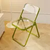 Cadeira transparente dobrável de acrílico, popular para sessões de fotos, cadeira de manicure, banquinho simples, cadeira de maquiagem de cristal estilo ins para fotos