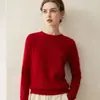 Suéter 100% cachemira pura, nuevo suéter de punto básico de color liso holgado para mujer de otoño e invierno, suéter cálido
