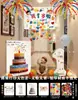 Decoración de Escena de Cumpleaños Lluvia de Globos para Cumpleaños Infantil Niño de 3 Años 2 Años Atmósfera de Ceremonia Tela Colgante para Niña Pequeña