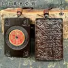 Pendente de madeira de jujuba atingida por raio Yuhua marca taboo de crepe mirto pendente método da estrada esculpido inlay natural dinheiro da montanha pendente de tronco de madeira Yuhua