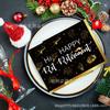 MM155-ZJ Toalla de papel cuadrada para fiesta de jubilación, vajilla para fiestas navideñas, servilleta de papel desechable decorativa en negro y dorado