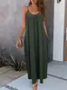 Vestido europeu e americano Amazon, comércio exterior transfronteiriço, feminino, decote baixo, gola redonda, estilo solto e preguiçoso, primavera e verão, afina o corpo, vestido de alça