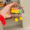 Llavero de peluche Hello Kitty, muñeco de sombrero de paja Hello Kitty de cuero negro, amuleto popular para bolsa de dibujos animados