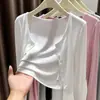 Cardigan protetor solar cinza modal feminino verão exterior canelado saia xale ar condicionado quarto exterior gelo seda camisola jaqueta