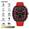 Reloj Estudiante Sanda Deportes al Aire Libre Repetición Doble Pantalla Forma de Barril para Estudiantes de Secundaria y Preparatoria Reloj Electrónico Multifuncional