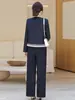 Tops y Chaquetas de Moda Estilo Mamá Inspirados en Chanel, Ropa de Otoño para Mujeres de Mediana Edad, Nuevos Conjuntos de Otoño para Mujeres de Mediana Edad y Mayores, Conjuntos de Dos Piezas que Reducen la Edad