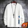 Suéter masculino gola redonda masculino primavera e outono estilo americano camiseta interna de manga longa masculina blusa de baixo de outono roupas de cima