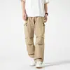 2024 Pantalones Nuevos de Bobina para Hombre Primavera y Verano Sueltos Rectos Bolsillo Irregular Casual Combinable