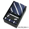Conjunto de Presente com Gravata Listrada e Lenço Quadrado Masculino, Traje Formal Estilo Europeu, Nova Gravata de Alta Qualidade Amarrada à Mão, Estoque Pronto de Fábrica