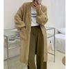 Cardigan de Tricô Estilo Casual Retrô Design Acolchoado Novo Outwear Solto de Comprimento Médio para Mulheres Outono e Inverno 2024