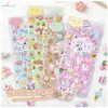 Pegatinas de Espuma Shanle 3D de Gato con Flock Dorado, Conejito de Dibujos Animados Tridimensional, Decoración de Manualidades DIY para Niños, Recompensa