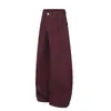 Estilo Informal de Ropa de Trabajo para Hombre Marca de Moda Estilo Americano Diseño de Doble Pinza con Costuras Visibles Pantalones de Pierna Ancha con Forma de Arco