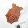 Ropa de algodón y lino para recién nacidos, mono de cuello de loto sin mangas, color liso, primavera y verano, ropa de escalada para niños, abrigo para bebé, ropa de pedo