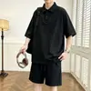 Nuevo Traje Deportivo Casual de Verano 2026 para Hombre, Camiseta de Manga Corta con Shorts, Estilo Coreano, Corte Holgado, Camisa Polo con Cuello Campana