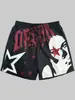 Shorts de Praia Masculino Respirável e Amigo da Pele Verão Novo Estilo Graffiti de Anjo Impressão 3D Malha Solto Confortável Casual