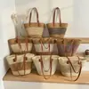Bolso tejido de bloques de color a rayas transfronterizo, moderno, casual, simple, versátil bolsa de playa, bolsa de mano de gran capacidad para vacaciones