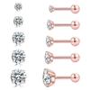 Pendientes de Acero Inoxidable Zirconia de 0.8 mm de Grosor con Diseño Integrado de Cuatro Garras, Pendientes de Bola Retorcida Incrustados con Diamantes, Suministro Directo de Fábrica