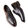 Zapatos de Hombre para Bodas, Padrinos, Zapatos de Traje, Piel de Vacuno de Primera Capa para Hombre, Patrón de Cocodrilo, Transpirables, Formales, de Negocios, Puntiagudos, de Piel para Hombre