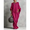 Sitio Independiente Transfronterizo Europeo y Americano de Amazon 2026 Primavera/Verano Vestido de Murciélago Suelto Casual Moda Vestido de Imitación de Algodón y Lino