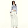 Pantalones Casuales de Pierna Ancha de Alta Gama con Empalme de Encaje Naranja Infantil para Mujer, Sueltos, Adelgazantes, Simples y Versátiles, de Largo Completo