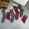 Calcetines Altos Holgados Rayados con Tira de Letras Retro Rojo Gris Ankora Estilo Universitario Moda Calcetines de Puntos al por Mayor
