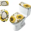 Juego de cubierta de polvo para inodoro con estampado floral transfronterizo, decoración de funda de asiento de inodoro para uso doméstico con cubierta de tanque, juego de dos piezas