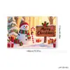 Tela de fondo navideño en stock, lista para enviar, con impresiones de alta definición de Papá Noel, muñecos de nieve y renos, perfecta para decoraciones navideñas