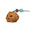 Madera de sándalo verde tallado cabeza de tigre cadena para teléfono móvil madera maciza animal lindo zodiaco colgante de Tigre llavero colgante para bolso