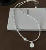 Estilo Coreano Plata de Ley S925 Nudo de Bambú Hecho a Mano Corazón de Moda Pulsera Collar de Perlas Joyería Estilo Coreano Estilo Ins