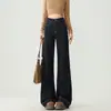 Jeans de Pierna Ancha Acampanados Azul Oscuro para Mujer, Otoño e Invierno, Forrados de Polar, Pierna Recta Holgada, Petite, No Ajustados en las Piernas, Pantalones de Campana