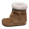 Botas de nieve retro cálidas de suela gruesa para mujer, colección otoño/invierno 2026, con detalles de hebilla, caña corta, forro esponjoso, casual y versátiles, botas de algodón de moda para mujer